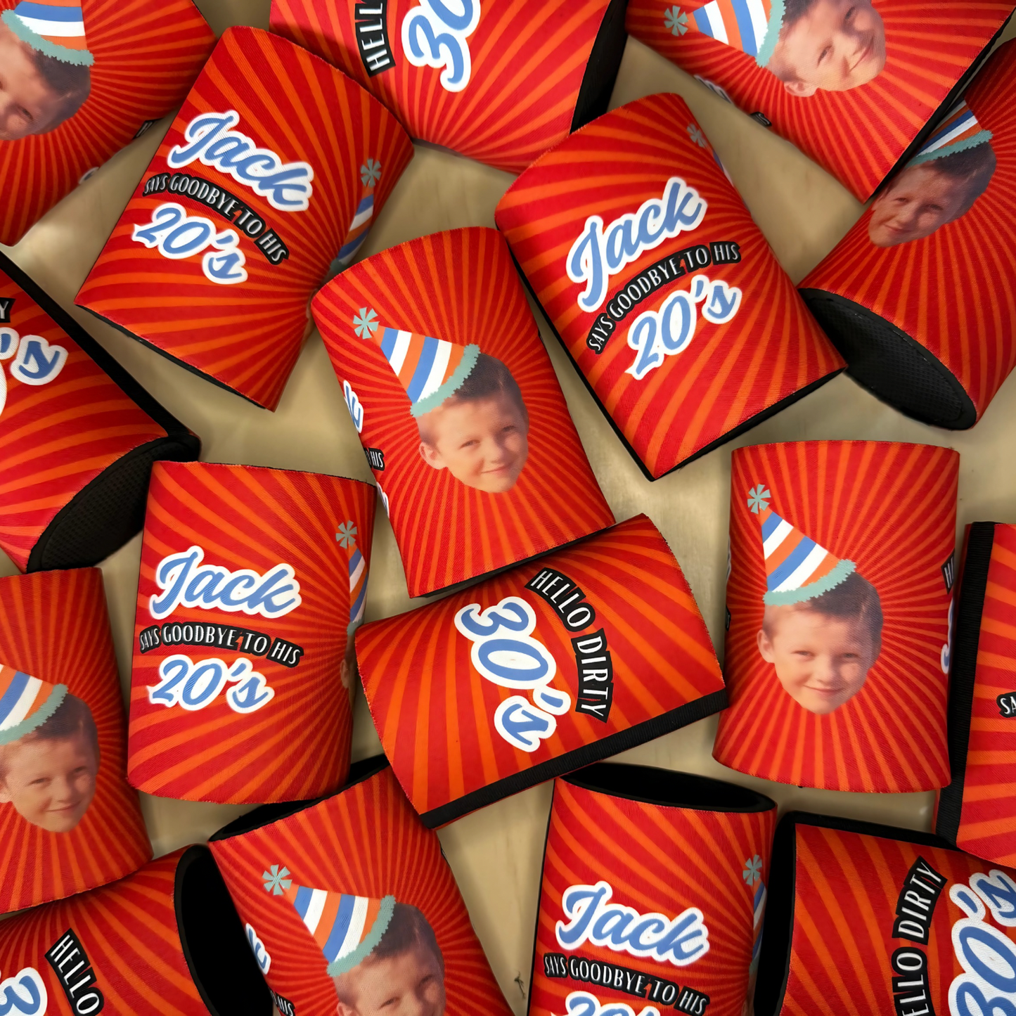 Party Hat Custom Face - Personalised Stubby Holder for Birthday Parties